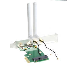 Беспроводная Wi-Fi сетевая карта Mini PCI-E к PCI-E 1X настольный адаптер + 2 антенны N1HD 2024 - купить недорого