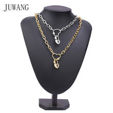 Juwang colares choqueres com correntes o, joias de moda estilo punk, faça você mesmo bloqueio de coração, colar para mulheres homens, decoração de festa 2024 - compre barato