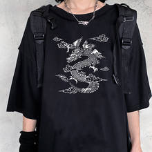 cotton Dragon femme clothes streetwear Hip hop women t shirt Korean style Harajuku y2k tops dropping gothic Oversize graphic tee 2024 - buy cheap