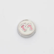 Pink baby footprint, Floating charms,Fit floating charm lockets, FC0190 2024 - buy cheap