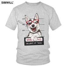 Забавная футболка Сибирского хаски, модная повседневная хлопковая футболка для мужчин, новинка, Милая футболка с короткими рукавами и собакой, уличная одежда, летние топы, подарок 2024 - купить недорого