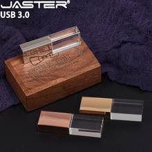 JASTER USB 3.0 Wooden box Crystal Pen drive USB flash drive 4GB 8GB 16GB pendrive 32GB 64GB 128GB Customized Logo  USB stick 2024 - buy cheap