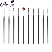Monja 10Pcs/Set Nail Art Stripes Lines Liner Painting Brush Liquid Powder Acrylic UV GEL Extension Builder French Drawing Pen 2024 - buy cheap