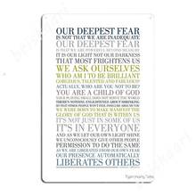 Our Deepest Fear By Marianne Williamson (Multi-Coloured) Metal Signs Club Home Club Bar create Plaques Tin sign Posters 2024 - buy cheap