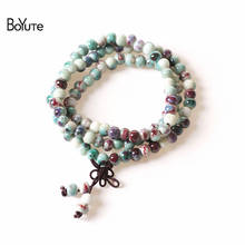 BoYuTe Women Handmade Jingdezhen Bangles Bohemia Style 6MM Ceramic Beads Bracelet Warp Prayer Mala Bracelet 2024 - buy cheap