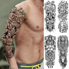 Tatuaje de manga de brazo grande para hombres, tatuajes temporales impermeables de Dragon Samurai, arte corporal japonés de Buda, tatuajes falsos completos 2024 - compra barato