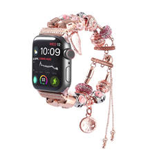 Pulseira de relógio feminina para apple watch, faça você mesmo, pulseira para apple watch 6 5 4 de 44mm e iwatch se de 42mm, acessórios das séries 3 2 1, pulseira de 38mm 2024 - compre barato