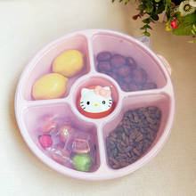 5-Grid Plastic Plates with Lid Dessert Plate Japanese Snacks Candy Box Storage Tray Dried Fruit Box Kitty Cat Cute Cartoon Pink 2024 - buy cheap