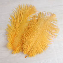 Penas de avestruz amarelas douradas, decorações de feriado 6-8 polegadas/15-20 cm 10 peças 2024 - compre barato