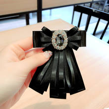 Korean Fashion Crystal Fabric Bow Brooch Lapel Pin Badge Retro Bows Tie Necktie Pins and Brooches Girl Shirt Women Accessories 2024 - buy cheap