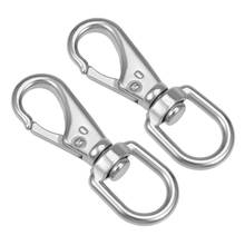 uxcell Fixed Eye Hook,304 Stainless Steel Carabiner Lock Boat Clip Hook 68mm Length Silver Tone 2 Pcs 2024 - buy cheap