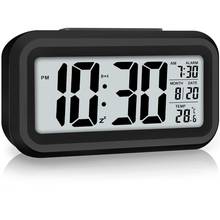 Reloj despertador Digital con pantalla LED, Despertador con batería, fecha, calendario, temperatura, para dormitorio, hogar, oficina, Viajes 2024 - compra barato