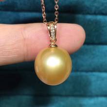 D726 Pearl Pendant Fine Jewelry Solid 18K Gold 12-13mm Nature Sea Water Golden Pearls Pendants Necklaces for Women Presents 2024 - buy cheap
