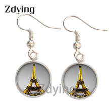 Zdie eiffel torre dangle brinco londres ônibus, inglaterra, telefone, foto, cabochão, pingente brincos para mulheres, meninas tl074 2024 - compre barato