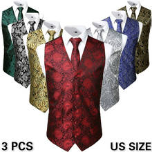 3pc Sets/Mens Suit Vest+Tie+Pocket Square/Fashion Jacquard Paisley Tuxedo Vest Waistcoat Men/Wedding Vest/Prom Vest/Party Vest 2024 - buy cheap