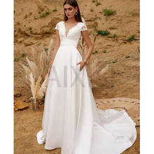 Jasmine Wedding Dress Pocket Illusion V Neck Short Sleeve Cut-Out Robe De Mariage Appliques A-LineSimple Luxury Bride Gown 2024 - buy cheap