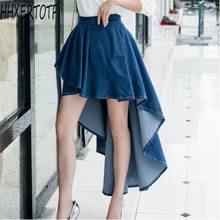 2020 summer Vintage Ruffle Skirt Women  Fashion High Waist Jeans Skirts High Low Ladies Sexy Denim Mermaid Skirts 2024 - buy cheap