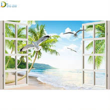 Full Drill Embroidery Landscape Sea Seagull 5D Diamond Painting Window Frame Scenery Rhinestone Mosaic Cross Stitch Home Decor 2024 - buy cheap