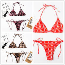 Sexy Triangle Push Up Bikinis Women Leopard Brazilian Bikini Set String Bandage Bathing Suit Swimwear Beachwear Female Bathers 2024 - buy cheap
