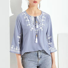TEELYNN Cotton Floral Embroidery 2020 autumn blouse women pullover top plus size vintage tassle boho clothes casual ladies tops 2024 - buy cheap