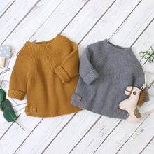 Suéter infantil de malha, pulôver da moda para bebês meninos e meninas, blusas de malha sólida para recém-nascidos e crianças de 0-2 anos, outono e inverno 2024 - compre barato