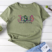 JESUS Letter Printing T Shirt Women Short Sleeve Cotton Letter Graphic T-shirt Women Fashion O-neck Casual Tee Shirt Femme 2024 - buy cheap