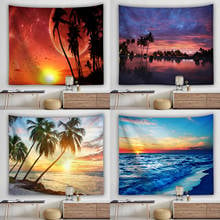 Sun Sea Tapestry Ocean Beach Wall Hanging Water Landscape Beach Decoration Blue Cloud Blue Frothy Blanket Polyester Handmade 2024 - buy cheap