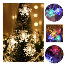 Guirnalda de luces con forma de copo de nieve para decoración de árbol de Navidad, guirnalda con batería de 3M, 20LED, Feliz Año Nuevo 2024 - compra barato