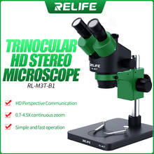 New RELIFE RL-M3T-B1 Trinocular Stereo Microscope 7X-45X Zoom Matched With HDMI Camera LED Light for Mobile Repair Microscope 2024 - buy cheap