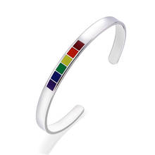 Pulseira lgbtq arco-íris em aço inoxidável, pulseira masculina orgulho gay, joias de alta qualidade para presente 2024 - compre barato