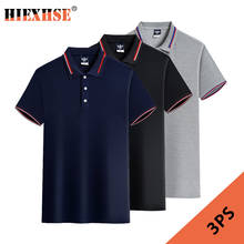 Camisa polo masculina de três pacotes, cor sólida, de alta qualidade, camisetas casuais masculinas, manga curta, camisa polo, nova chegada, 2021 2024 - compre barato