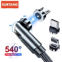 Suntaiho-Cable magnético giratorio de 540 grados, Cable Micro USB tipo C para teléfono iPhone 12, 11 Pro, Samsung, Xiaomi 2024 - compra barato
