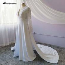 2020 Long White Lace A-line Wedding Dresses Bridal Gowns with see-through long sleeves vestido de noiva real photos 2024 - buy cheap