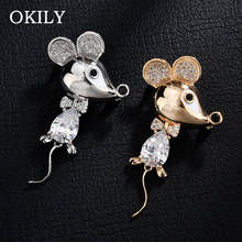 Fashion AAA Cubic Zirconia Mouse Brooch Retro Badge Backpack Decor Ornaments Gift Rhinestone Animal Brooch Pins Fashion Gifts 2024 - compre barato