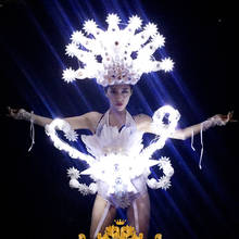 lumious clothing Ice Queen Christmas LED Snowflake Lights Costume Nightclub DS Dance Team white snow bar Performance Costumes 2024 - buy cheap