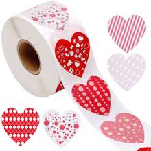 Rollo de pegatinas de corazón rojo para decoración, etiqueta autoadhesiva de sellado para regalo de San Valentín, fiesta de cumpleaños, 500 Uds. 2024 - compra barato