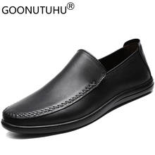 2021 estilo masculino sapatos casuais de couro genuíno masculino clássico marrom preto sapato homem à prova dwaterproof água plana sapatos de condução para homem tamanho 36-46 2024 - compre barato