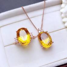 The Best Birthday Gift Real And Natural Citrine Set 925 Sterling Silver,1pc Citrine Ring,1pc Citrine Pendant 2024 - buy cheap