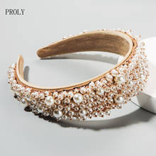 PROLY-Diadema barroca lujosa para adultos, diadema superior con perlas y diamantes de imitación, accesorios para el cabello para fiesta y boda 2024 - compra barato