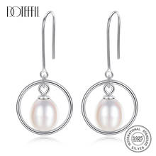 DOTEFFIL New Drop Earrings Hot Sale Genuine Natural Freshwater Pearl 925 Sterling Silver Earrings Pearl Jewelry Women Party Gift 2024 - buy cheap
