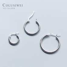 Colusiwei Genuine 925 Sterling Silver Classic Round Circle Big Hoop Earrings for Women Sterling Silver Earrings Fine Jewelry 2024 - buy cheap