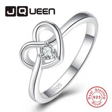 Jqueen 100% 925 anel de jóias de prata esterlina feminino casamento zircão branco romântico coração anel de dedo para o presente do amante 2024 - compre barato