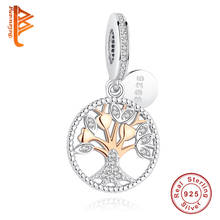 BELAWANG-Cuentas de plata esterlina 925 auténtica, dije colgante de árbol familiar de oro rosa, apto para Pulsera Original, fabricación de joyas DIY 2024 - compra barato