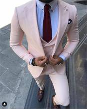 Terno masculino lapela xale rosa, mais novo terno de baile de casamento terno masculino com um botão, smoking, traje slim fit blazer 3 peças 2024 - compre barato