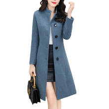New Autumn Winter Woolen coat Women long Korean Thicken Warm Wool coat Jacket Blue Women's Single-breasted Casual Overcoat F992 2024 - buy cheap