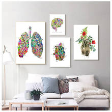 Cuadro de anatomía, corazón, cerebro, medicina abstracta, pintura en lienzo, carteles nórdicos e impresiones, imágenes de pared para sala de estar 2024 - compra barato