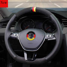 Hand-stitched Leather Car Steering Wheel Cover Set for Volkswagen Teramont Phteaon Tiguan L Sharan Touareg Car Accessories 2024 - buy cheap