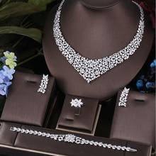 Accking Luxury  Jewelry Sets  For Women Cubic Zircon Wedding EARRING AND NECKLACE Bridal 4PCS Dubai AFRICAN 2024 - buy cheap