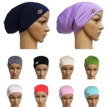 Touca de cabelo feminina muçulmano, turbante para perda de cabelo, gorro baggy para quimioterapia, turbante árabe hijabs islâmico 2024 - compre barato