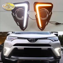 For Toyota RAV4 2016 2017 2018 Yellow Turning Signal Waterproof ABS 12V Car DRL LED Daytime Running Light With Fog Lamp Hole 2024 - buy cheap